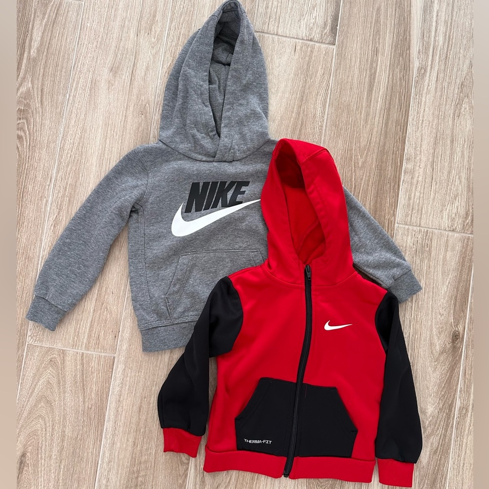 Nike Toddler Red and Gray Hoodies